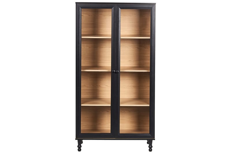 Vitrinikaappi Tingledale Musta, vaalea puu, 80x40x151 cm - Musta, vaalea puu, 80x40x151 cm - Huonekalut - TV- & Mediakalusteet - Mediajalusta & seinäteline - TV:n seinäteline