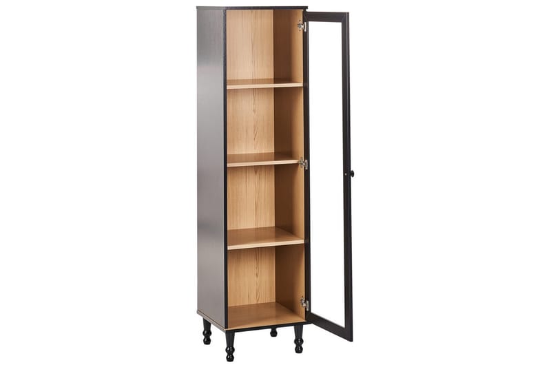 Vitrinikaappi Tingledale Musta, vaalea puu, 40x38x150 cm - Musta, vaalea puu, 40x38x150 cm - Huonekalut - TV- & Mediakalusteet - Mediajalusta & seinäteline - TV:n seinäteline
