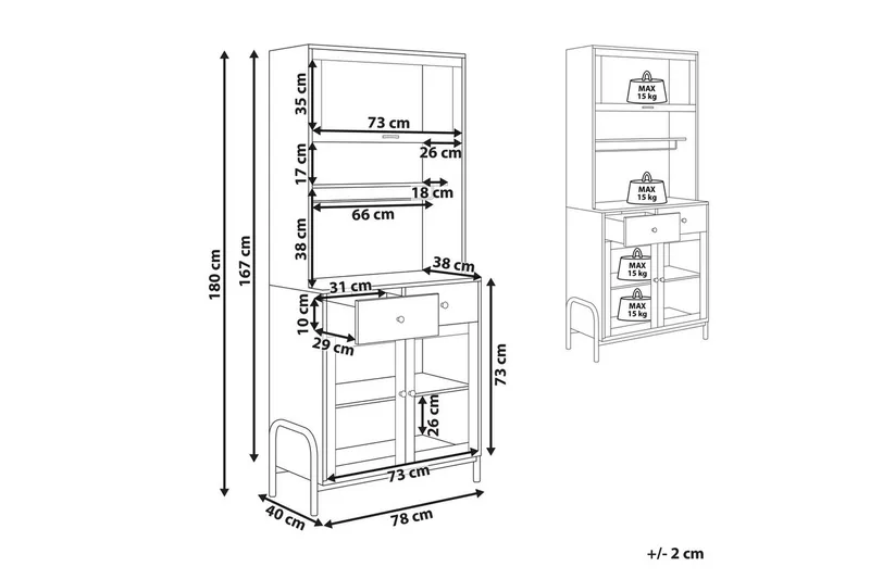 Vitrinikaappi Parlin - Säilytys - Kaappi - Vitriini