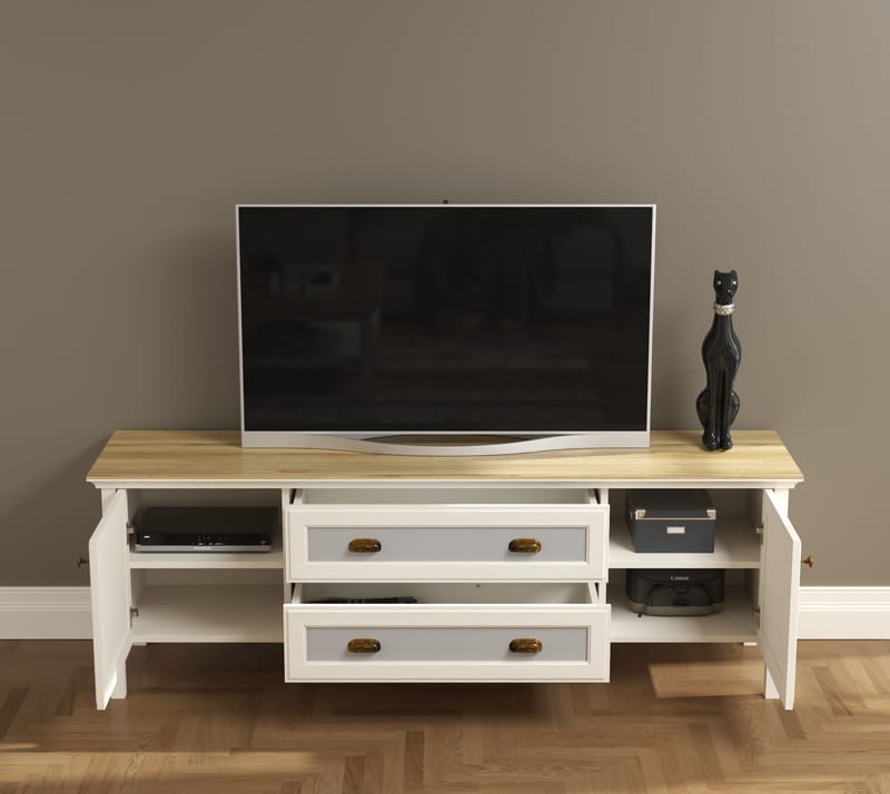 Vopira TV-taso 180 cm - Kerma, tammi, harmaa - Huonekalut - TV- & Mediakalusteet - Mediajalusta & seinäteline