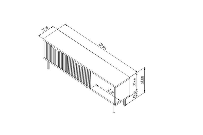 Wenus TV-taso 150 cm - Valkoinen - Huonekalut - TV- & Mediakalusteet - Tv taso & Mediataso