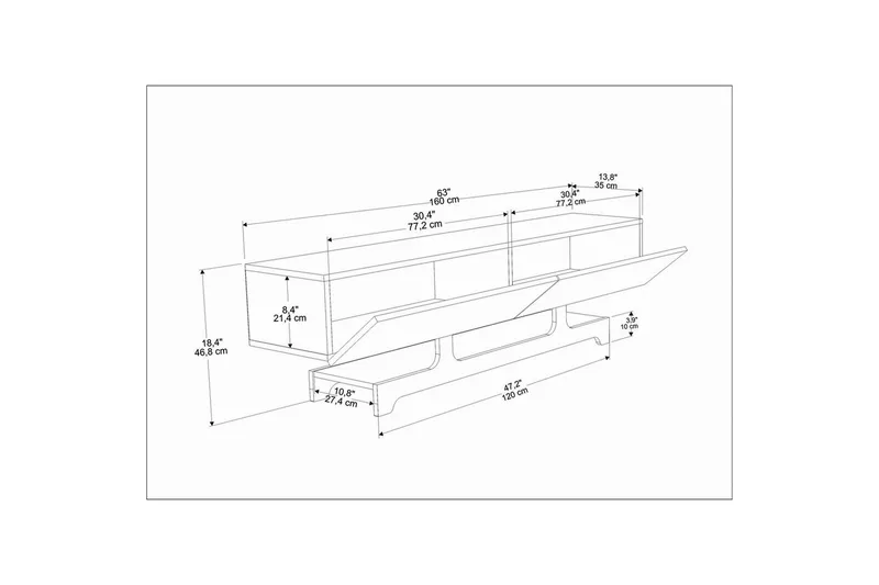 Zira TV-taso 160 cm - Tammi - Huonekalut - TV- & Mediakalusteet - Tv taso & Mediataso
