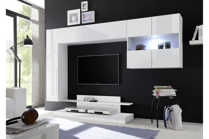 Mediakaluste Nickero 248 cm - Valkoinen - TV-kalustepaketti