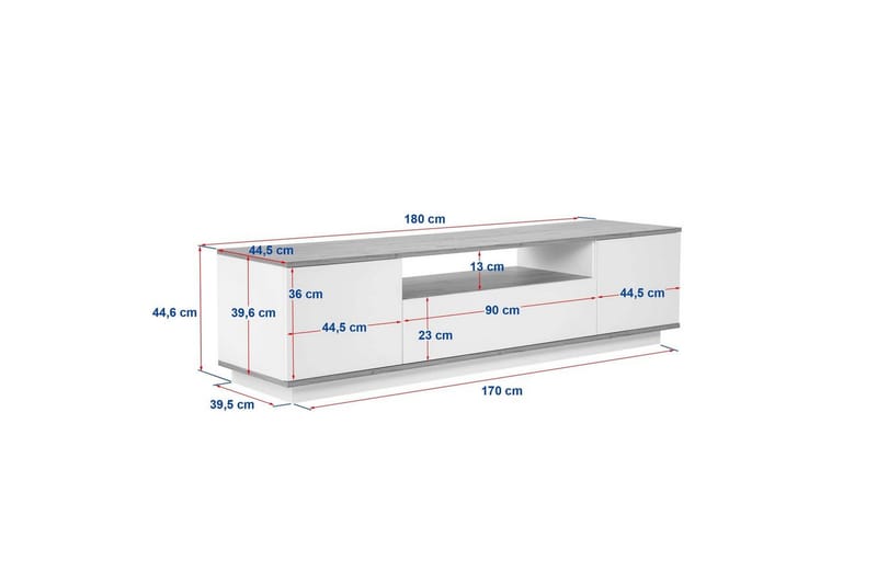Meni TV-taso 180 cm - Luonnonväri/Antrasiitti - Huonekalut - TV- & Mediakalusteet - Tv taso & Mediataso