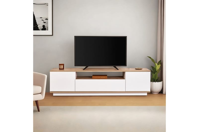 Meni TV-taso 180 cm - Luonnonväri/Valkoinen - Huonekalut - TV- & Mediakalusteet - Tv taso & Mediataso