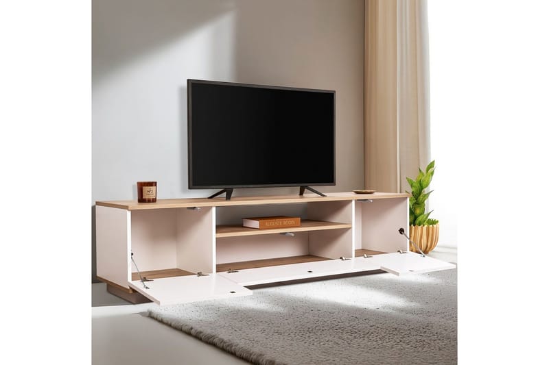 Meni TV-taso 180 cm - Luonnonväri/Valkoinen - Huonekalut - TV- & Mediakalusteet - Tv taso & Mediataso