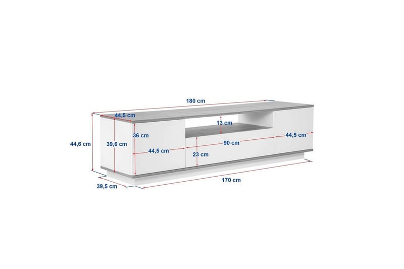Meni TV-taso 180 cm - Luonnonväri/Valkoinen - Huonekalut - TV- & Mediakalusteet - Tv taso & Mediataso