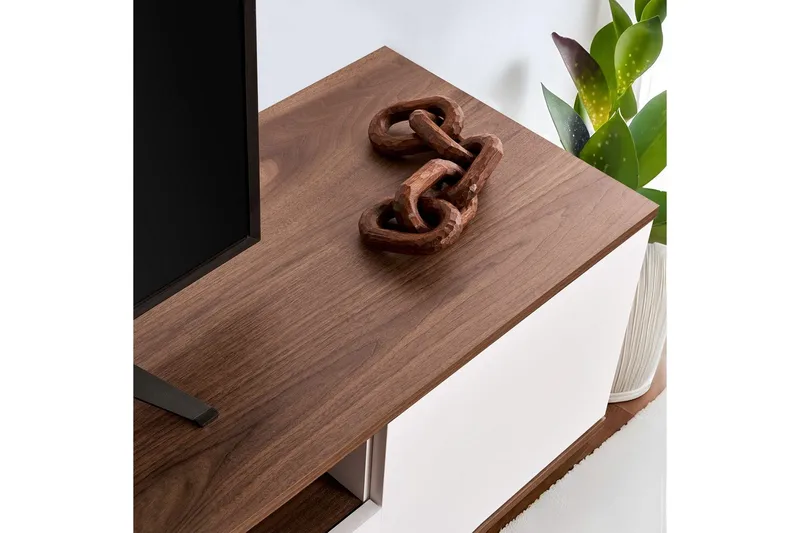 Meni TV-taso 180 cm - Valkoinen/Ruskea - Huonekalut - TV- & Mediakalusteet - Tv taso & Mediataso