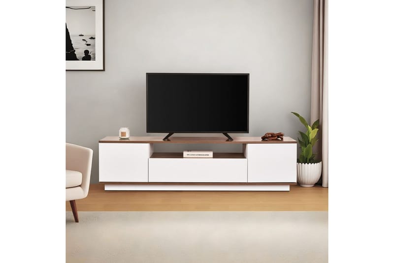 Meni TV-taso 180 cm - Valkoinen/Ruskea - Huonekalut - TV- & Mediakalusteet - Tv taso & Mediataso