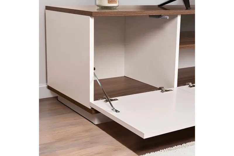 Meni TV-taso 180 cm - Valkoinen/Ruskea - Huonekalut - TV- & Mediakalusteet - Tv taso & Mediataso