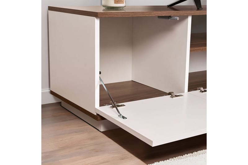 Meni TV-taso 180 cm - Valkoinen/Ruskea - Huonekalut - TV- & Mediakalusteet - Tv taso & Mediataso