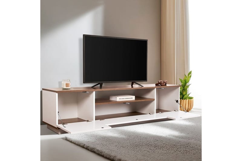 Meni TV-taso 180 cm - Valkoinen/Ruskea - Huonekalut - TV- & Mediakalusteet - Tv taso & Mediataso