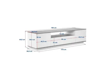 Meni TV-taso 180 cm - Valkoinen/Ruskea - Huonekalut - TV- & Mediakalusteet - Tv taso & Mediataso