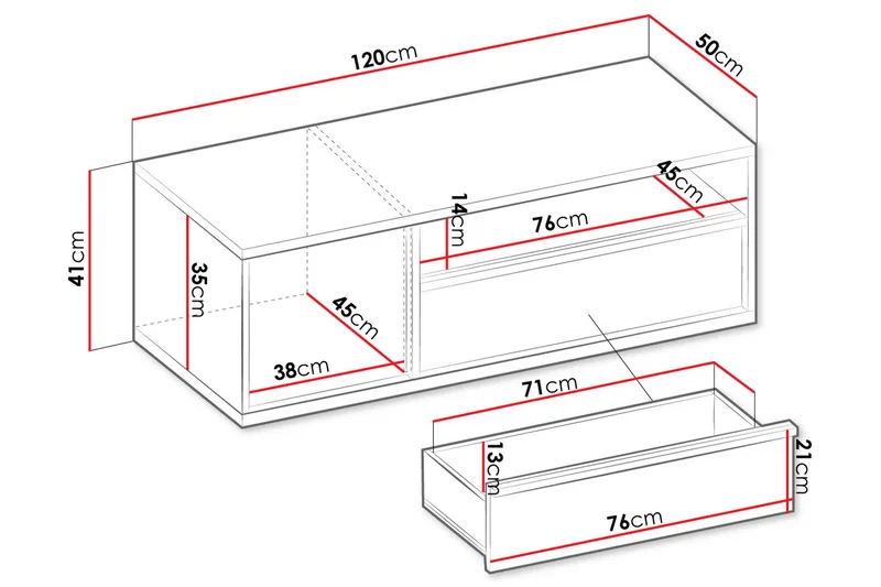 Metropolitan Tv-Taso 120x50 cm - Valkoinen/Vaaleanharmaa/Musta - Huonekalut - TV- & Mediakalusteet - Tv taso & Mediataso