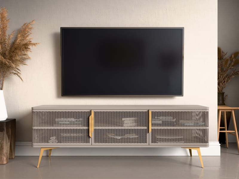 Mireva-tv-taso 180 cm - beige, kulta - Huonekalut - TV- & Mediakalusteet - Tv taso & Mediataso