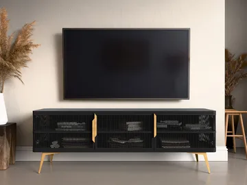 Mireva-tv-taso 180 cm - musta, kulta - Huonekalut - TV- & Mediakalusteet - Tv taso & Mediataso