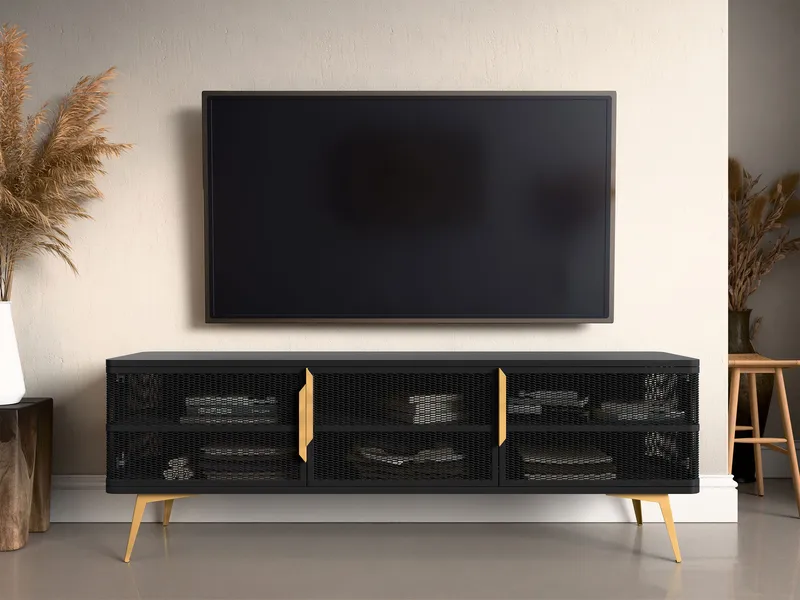 Mireva-tv-taso 180 cm - musta/kulta - Huonekalut - TV- & Mediakalusteet - Tv taso & Mediataso