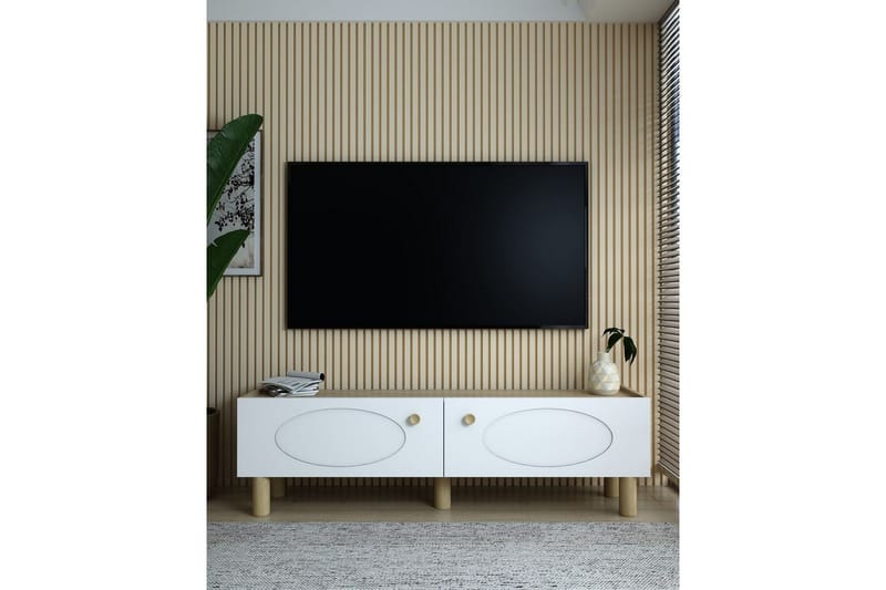 Mittopuri TV-taso 153.6 cm - Ruskeanharmaa/Valkoinen - Huonekalut - TV- & Mediakalusteet - Tv taso & Mediataso