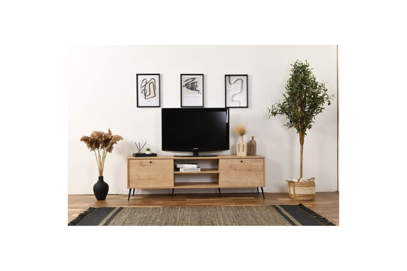 Mjudi TV-taso 55 cm - Vaaleanvärinen puu - Huonekalut - TV- & Mediakalusteet - Tv taso & Mediataso