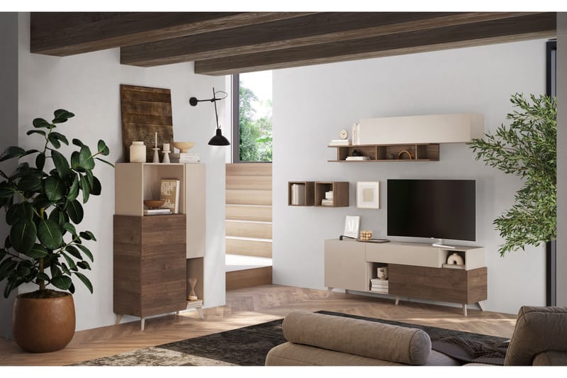 Monaco TV-taso 181x42 cm - Ruskea/Valkoinen - Huonekalut - TV- & Mediakalusteet - Tv taso & Mediataso