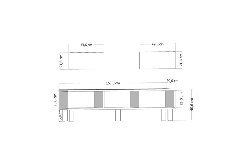 Mono TV-taso 150 cm - Punertavanvärinen puu/Valkoinen - Huonekalut - TV- & Mediakalusteet - Tv taso & Mediataso