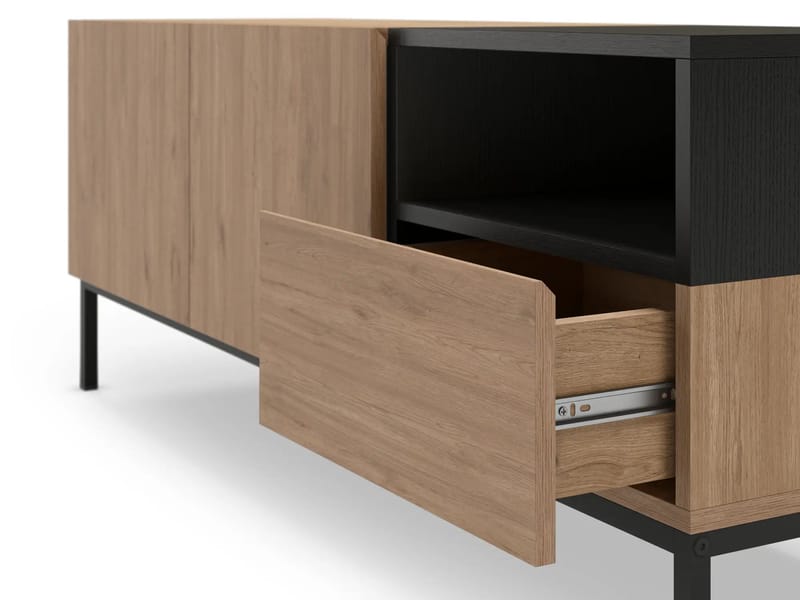Morlen TV-taso 140 cm - Natural Oak, Wood Black, musta - Huonekalut - TV- & Mediakalusteet - Tv taso & Mediataso