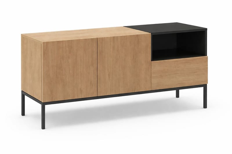 Morlen TV-taso 140 cm - Natural Oak, Wood Black, musta - Huonekalut - TV- & Mediakalusteet - Tv taso & Mediataso
