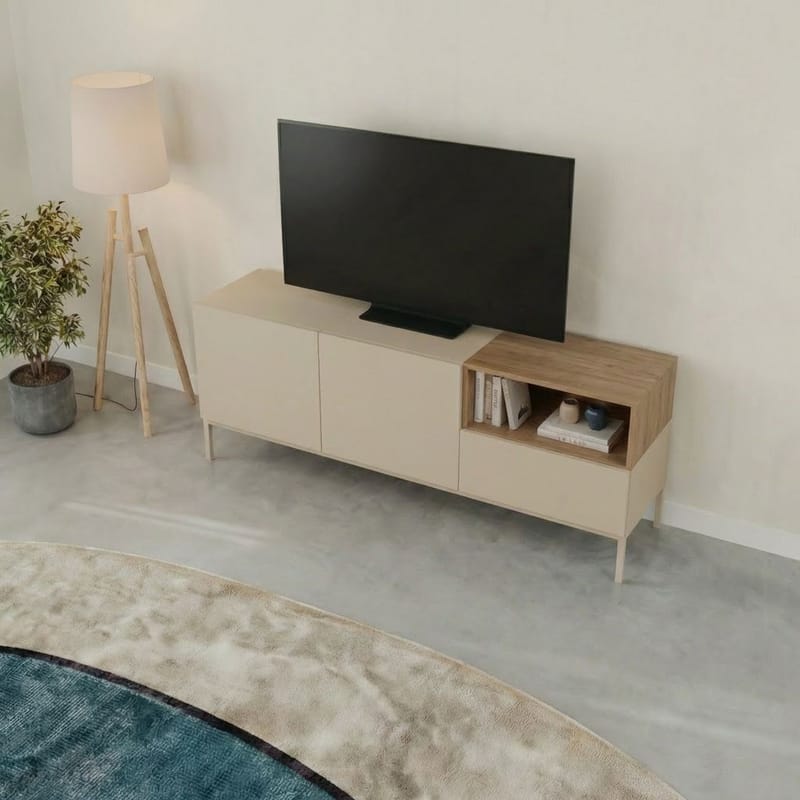 Morlen TV-taso 140 cm - Santstone ja luonnontammi - Huonekalut - TV- & Mediakalusteet - Tv taso & Mediataso