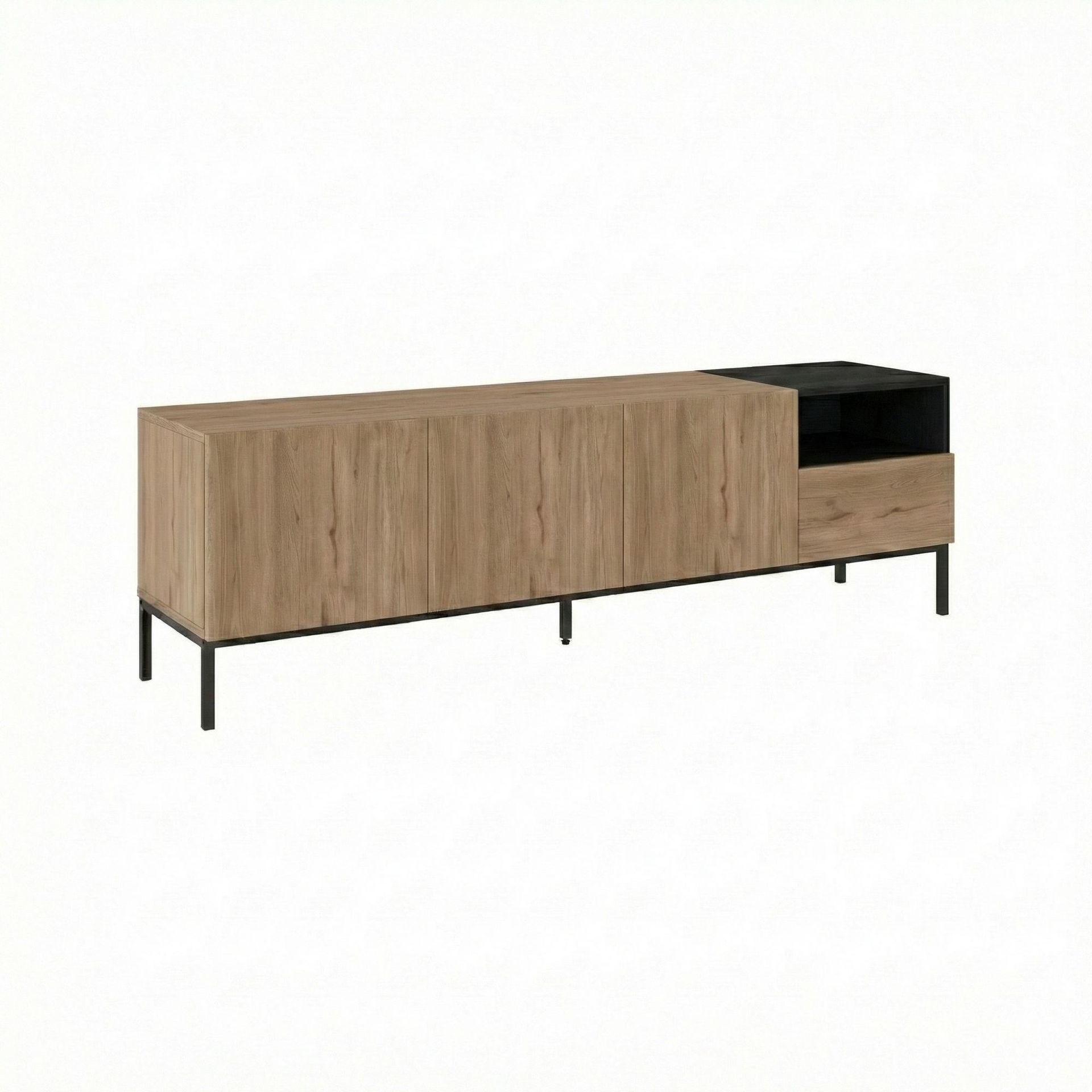 Morlen TV-taso 180x55x41,8 cm - luonnontammi, musta, santstone