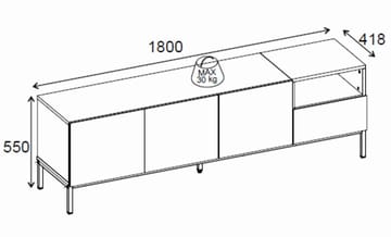 Morlen TV-taso 180x55x41,8 cm - luonnontammi, musta, santstone - Huonekalut - TV- & Mediakalusteet - Tv taso & Mediataso