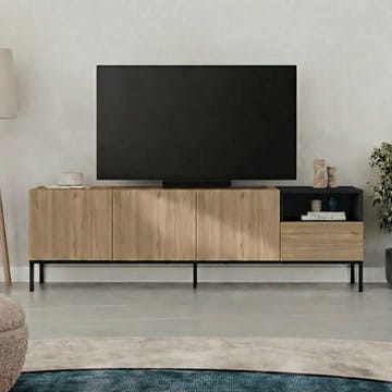 Morlen TV-taso 180x55x41,8 cm - luonnontammi, musta, santstone - Huonekalut - TV- & Mediakalusteet - Tv taso & Mediataso