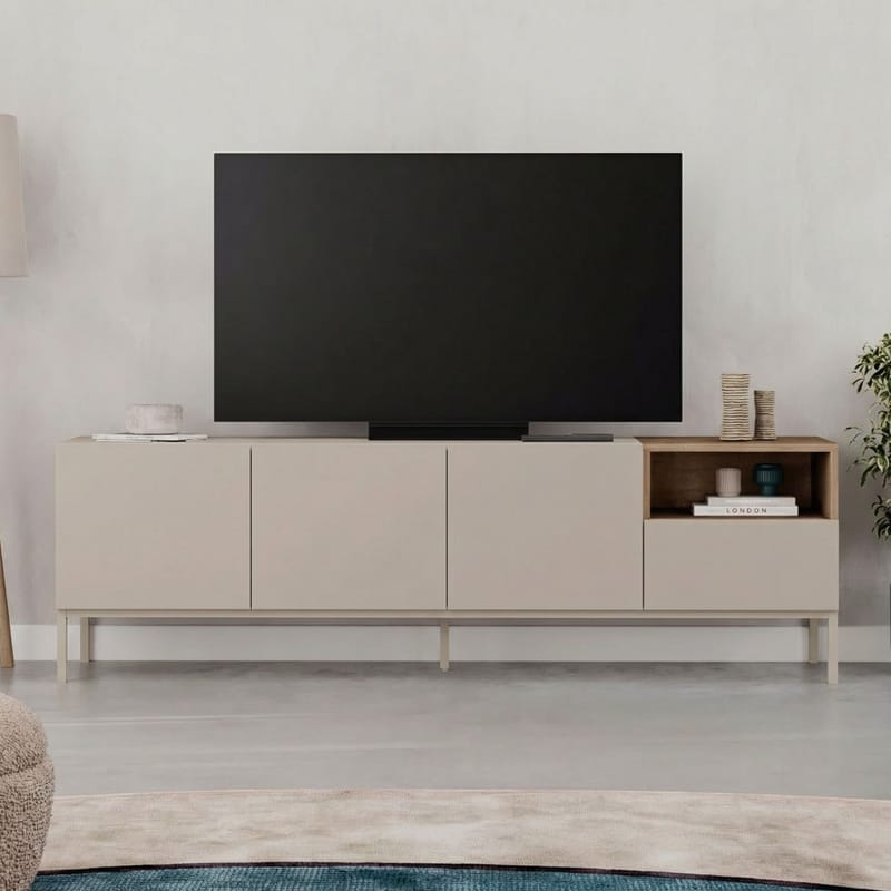 Morlen TV-taso 180x55x41,8 cm - santstone ja luonnontammi - Huonekalut - TV- & Mediakalusteet - Tv taso & Mediataso