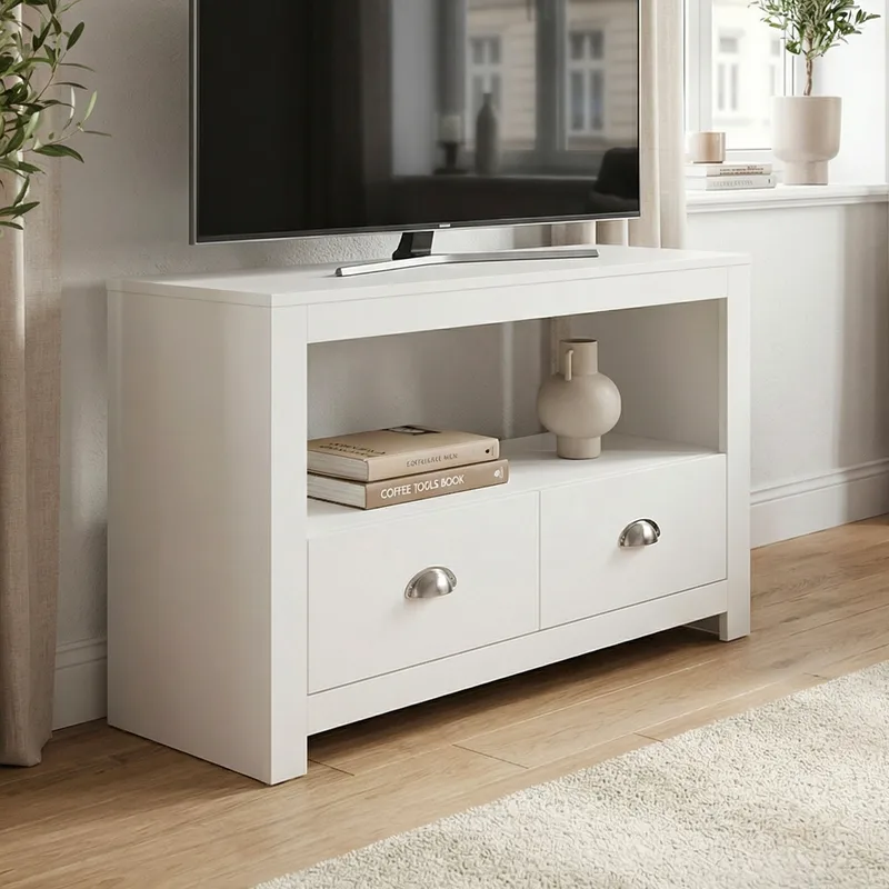Morova-TV-taso 85 cm - Valkoinen ja hopea - Huonekalut - TV- & Mediakalusteet - Tv taso & Mediataso