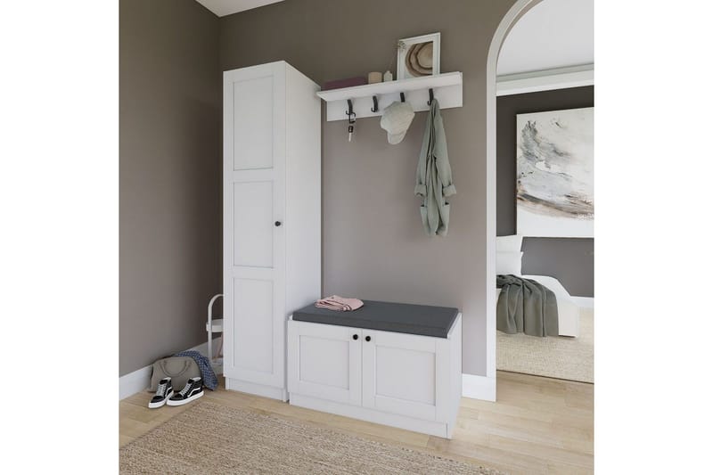 Nagouri TV-kalustesetti 130x35 cm - Valkoinen - Huonekalut - TV- & Mediakalusteet - TV-kalustepaketti