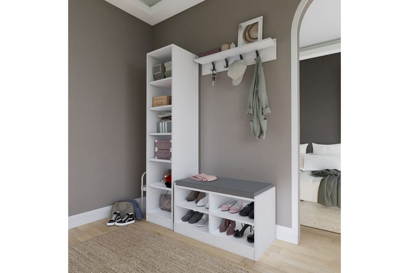 Nagouri TV-kalustesetti 130x35 cm - Valkoinen - Huonekalut - TV- & Mediakalusteet - TV-kalustepaketti