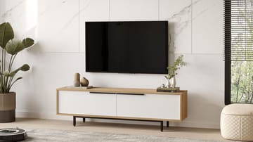 Nilena TV-taso 160x45,1x35,5 cm - tammi, valkoinen - Huonekalut - TV- & Mediakalusteet - Tv taso & Mediataso