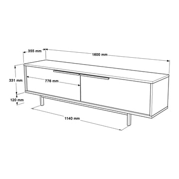 Nilena TV-taso 160x45,1x35,5 cm - tammi, valkoinen - Huonekalut - TV- & Mediakalusteet - Tv taso & Mediataso