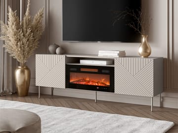 Norrs lattialla seisova tv-taso 191 cm säilytystilalla maalattua puuta - Beige - Huonekalut - TV- & Mediakalusteet - Tv taso & Mediataso