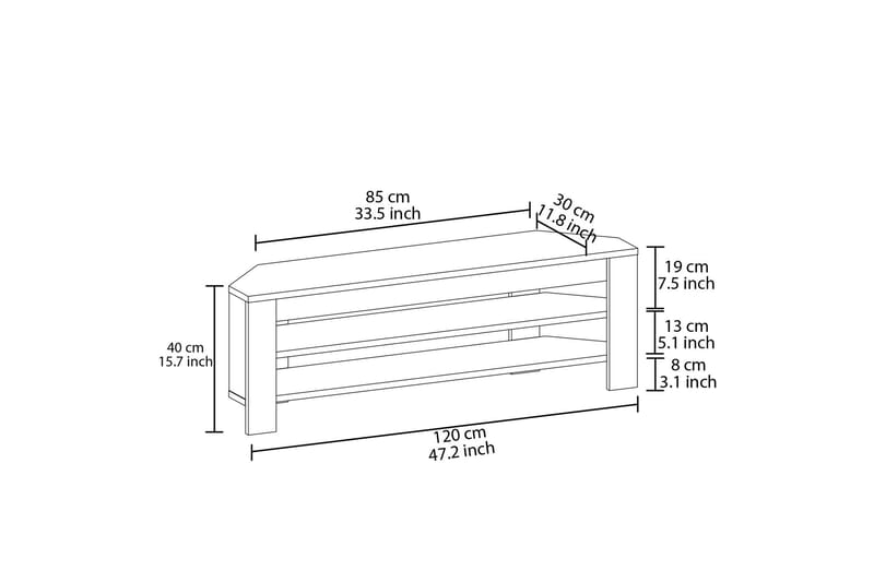 Oderzo TV-taso 120 cm - Harmaa - Huonekalut - TV- & Mediakalusteet - Tv taso & Mediataso