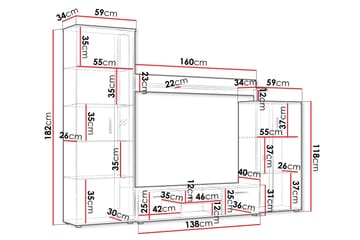 Olerum TV-huonekalusetti 256x40 cm - Luonnonväri - Huonekalut - TV- & Mediakalusteet - TV-kalustepaketti