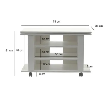 Olyricon-TV-taso 78 cm säilytystilalla, pyörillä - Valkoinen ja musta - Huonekalut - TV- & Mediakalusteet - Tv taso & Mediataso