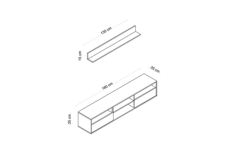 Palgrave TV-hylly 180 cm - Tammi - Huonekalut - TV- & Mediakalusteet - TV-hyllyt