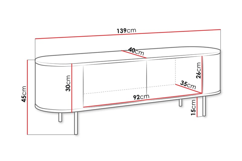 Pantego Tv-Taso 139x40 cm - Ruskea - Huonekalut - TV- & Mediakalusteet - Tv taso & Mediataso