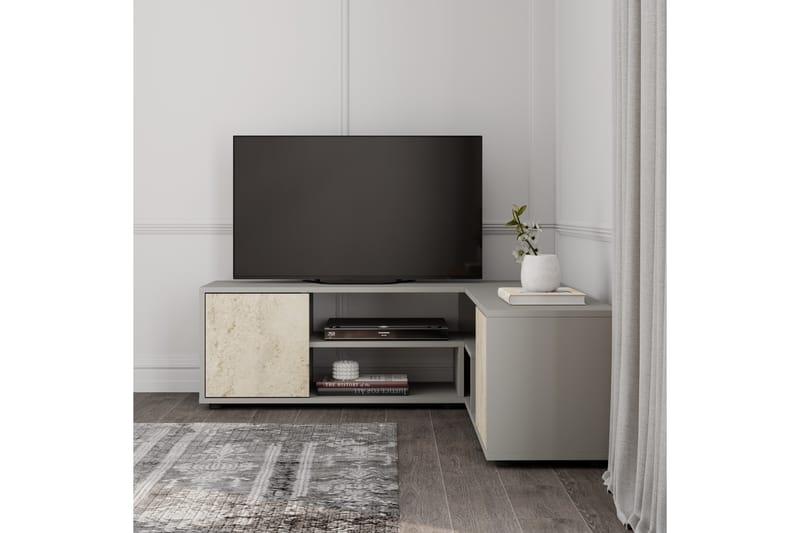Pienk TV-taso 125 cm - Harmaa/Travertiini - Huonekalut - TV- & Mediakalusteet - Tv taso & Mediataso