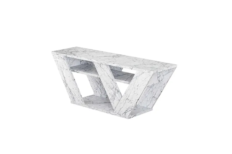 Pipralla Tv-taso 110 cm, Valkoinen Marmori