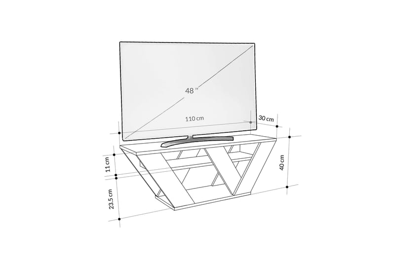 Pipralla Tv-taso 110 cm - Valkoinen Marmori - Huonekalut - TV- & Mediakalusteet - Tv taso & Mediataso