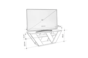 Pipralla Tv-taso 110 cm - Valkoinen Marmori - Huonekalut - TV- & Mediakalusteet - Tv taso & Mediataso