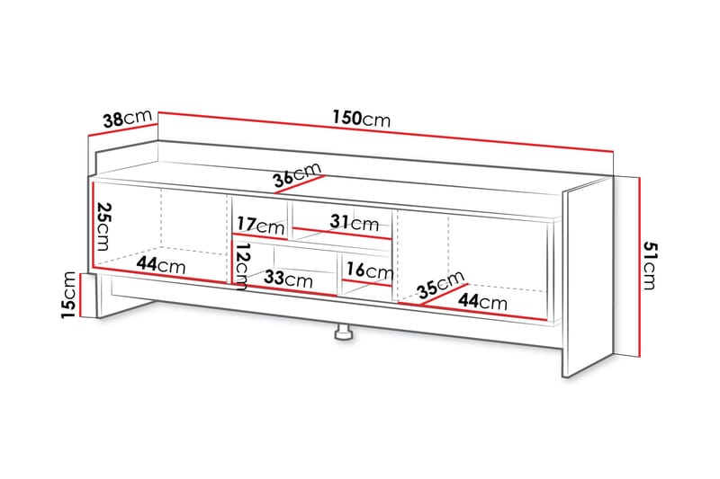 Polina TV-taso 150 cm - Ruskea / Musta - Huonekalut - TV- & Mediakalusteet - Tv taso & Mediataso