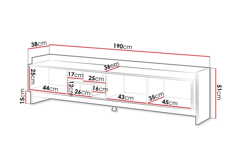 Polina TV-taso 190 cm - Ruskea / Musta - Huonekalut - TV- & Mediakalusteet - Tv taso & Mediataso
