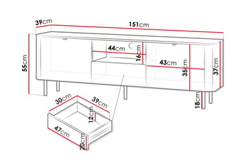 Pollena Tv-Taso 151x39 cm - Ruskea - Huonekalut - TV- & Mediakalusteet - Tv taso & Mediataso